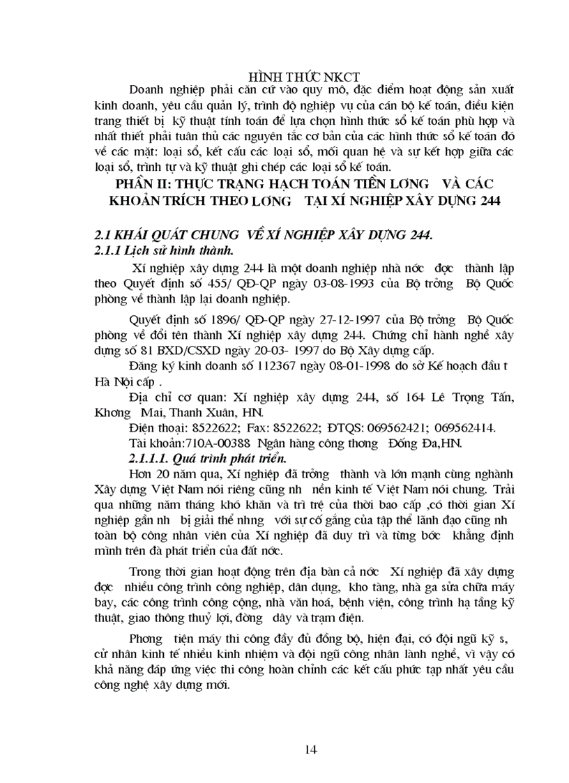 image for page Hạch toán tiền lương và các khoản trích theo lương tại Xí nghiệp xây dựng 244