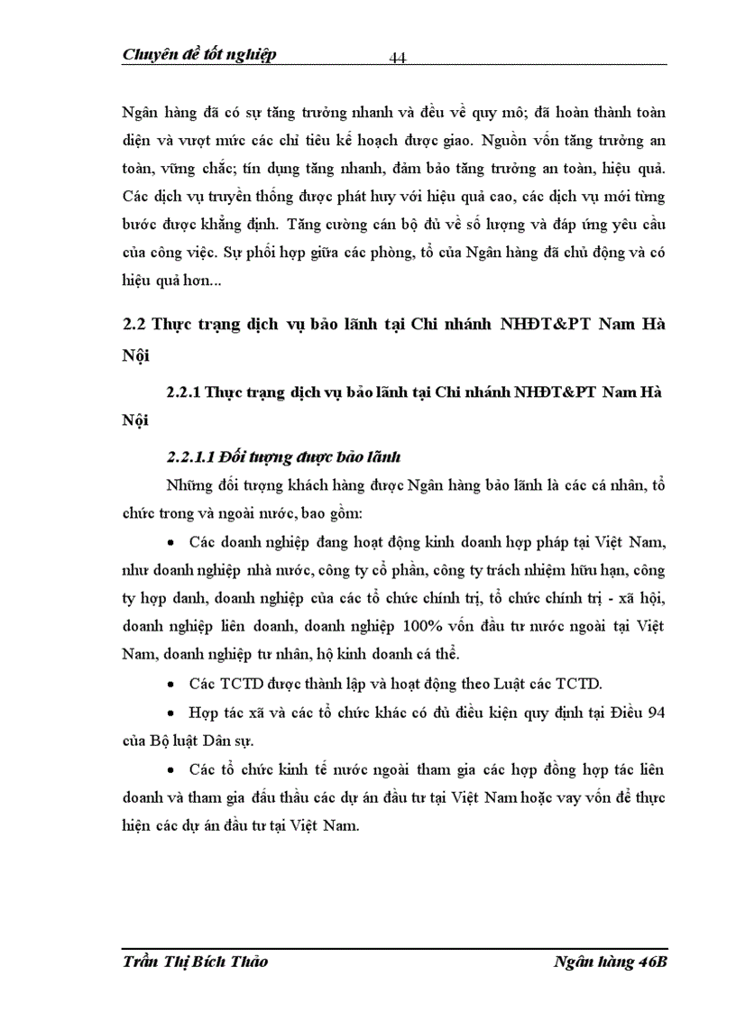 image for page Phát triển dịch vụ bảo lãnh tại Chi nhánh ngân hàng NHĐT PT BIDV Nam Hà Nội