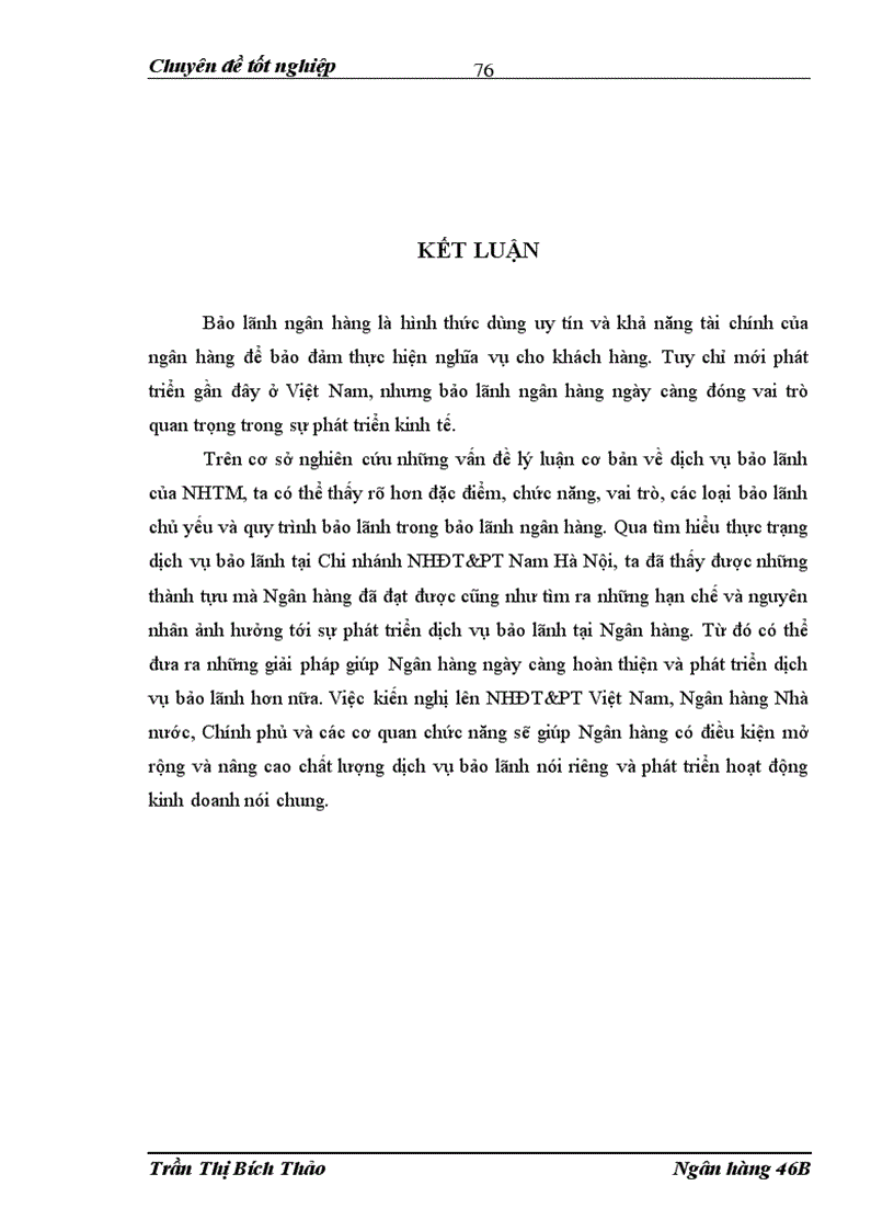 image for page Phát triển dịch vụ bảo lãnh tại Chi nhánh ngân hàng NHĐT PT BIDV Nam Hà Nội