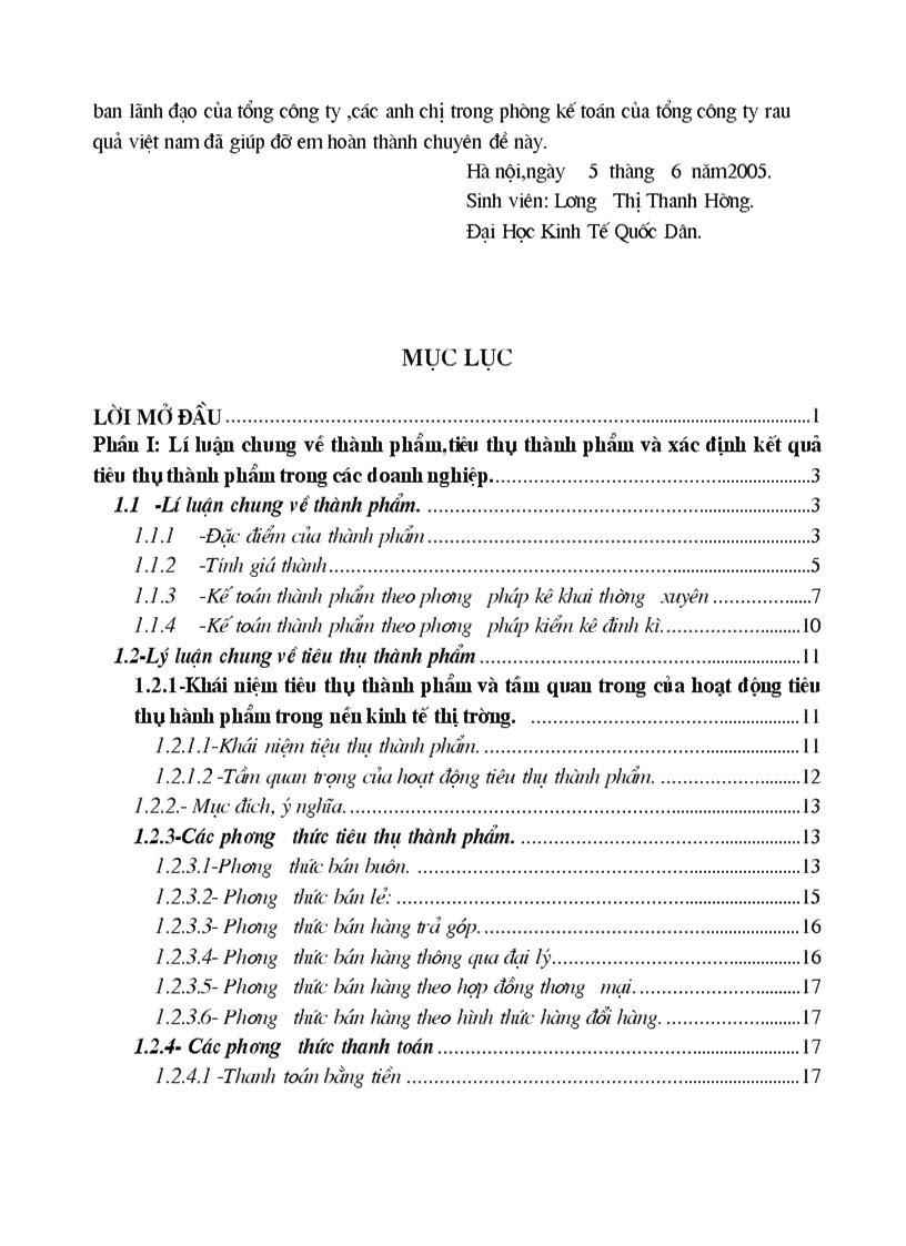 image for page Tổ chức hạch toán thành phẩm tiêu thụ thành phẩm ở công ty rau quả việt nam