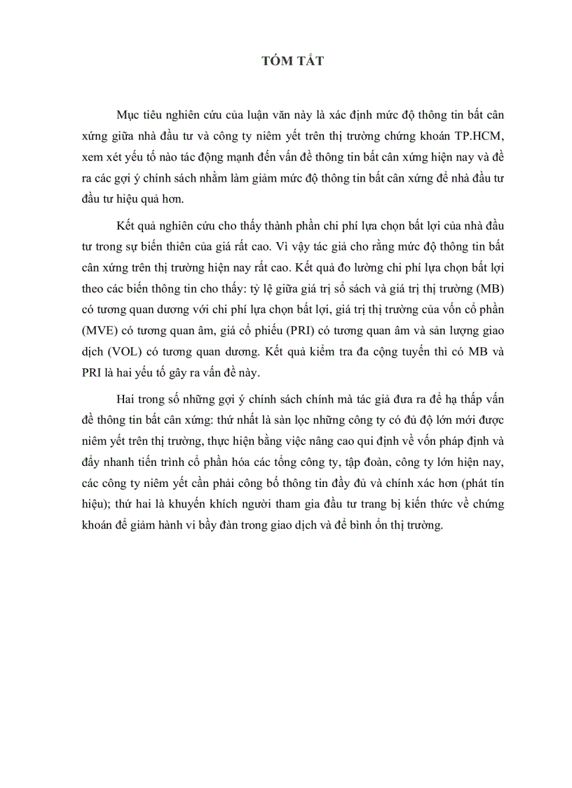 image for page Ảnh hưởng của thông tin bất cân xứng đối với nhà đầu tư trên thị trường chứng khoán tp hcm