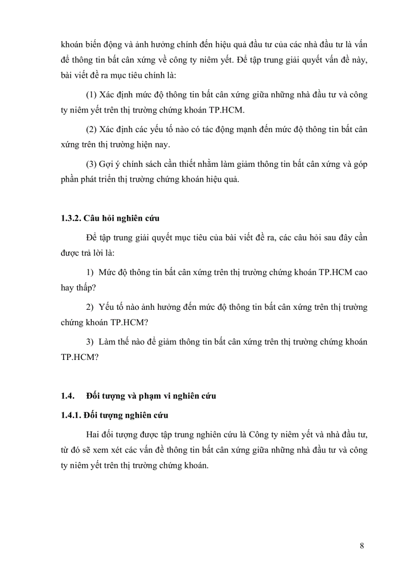 image for page Ảnh hưởng của thông tin bất cân xứng đối với nhà đầu tư trên thị trường chứng khoán tp hcm