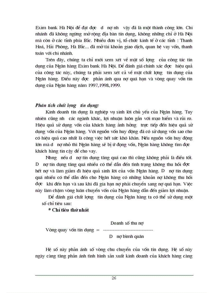 image for page Chất lượng tín dụng ngân hàng hiện trạng và giải pháp nâng cao chất lượng tín dụng tại NHTMCP Eximbank Hà Nội