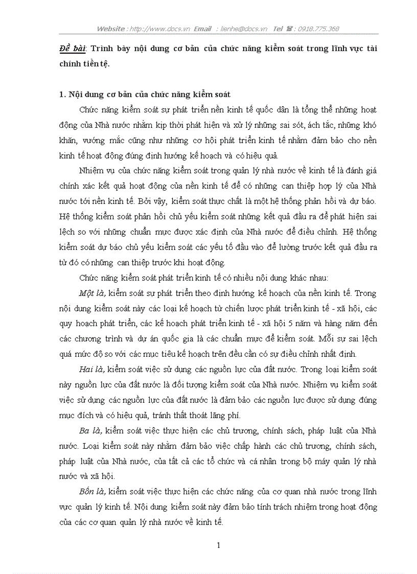 image for page Trình bày nội dung cơ bản của chức năng kiểm soát trong lĩnh vực tài chính tiền tệ