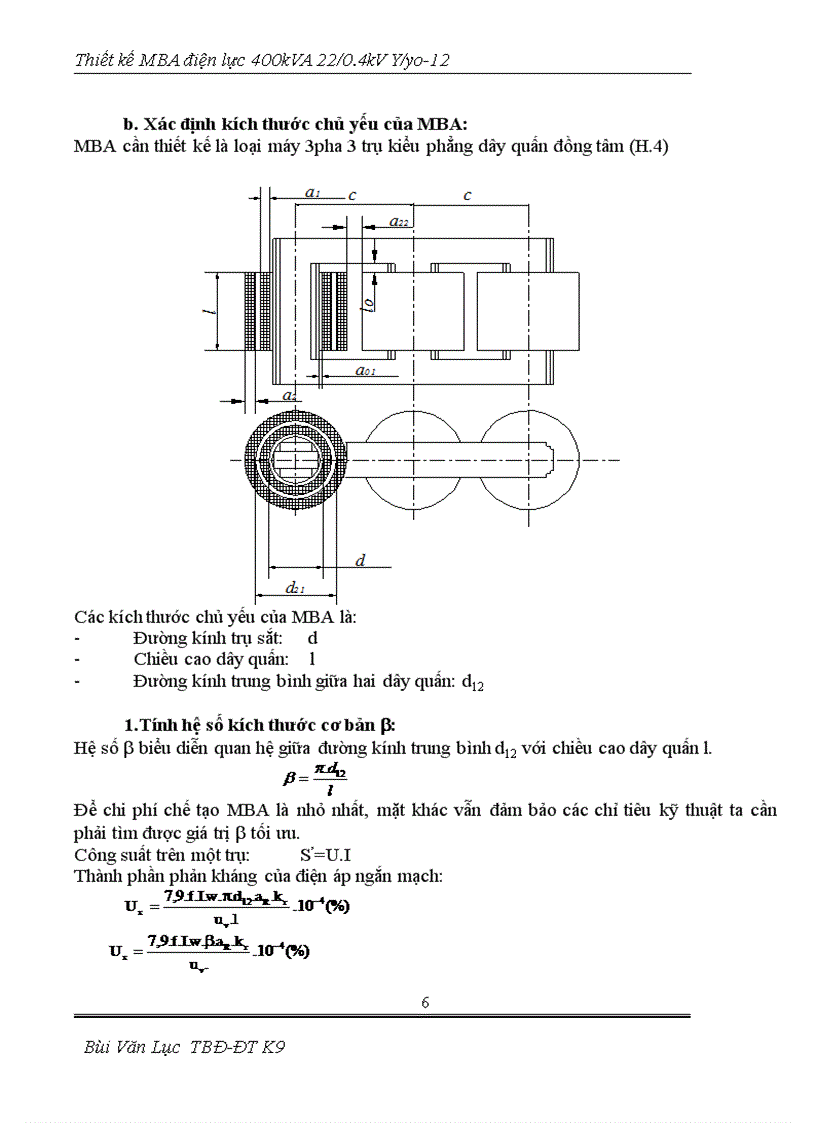 Thiết kế MBA điện lực 400kVA 220 4kV Yyo 12