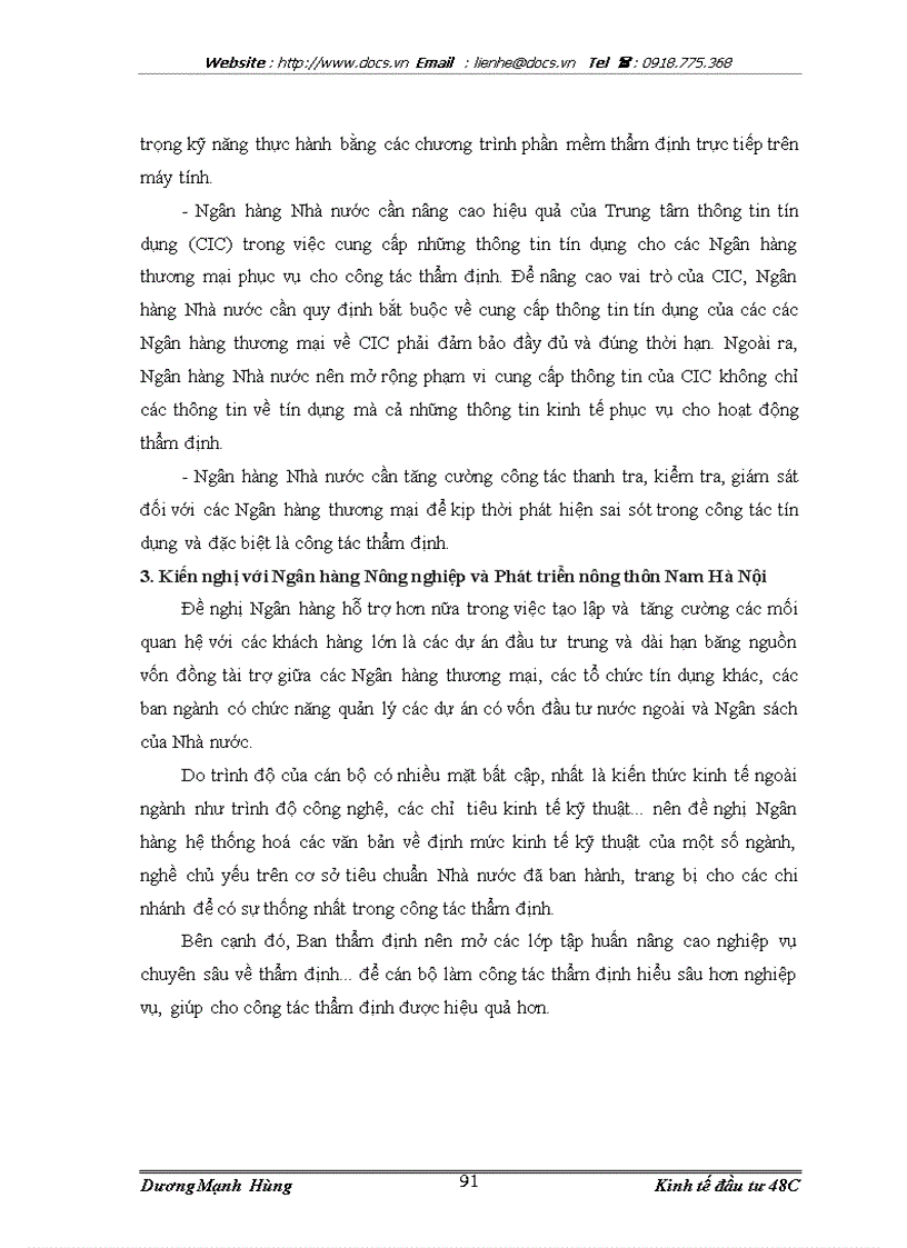 image for page Công tác thẩm định dự án đầu tư vào ngành dệt may tại Ngân Hàng Nông nghiệp và phát triển nông thôn Nam Hà Nội