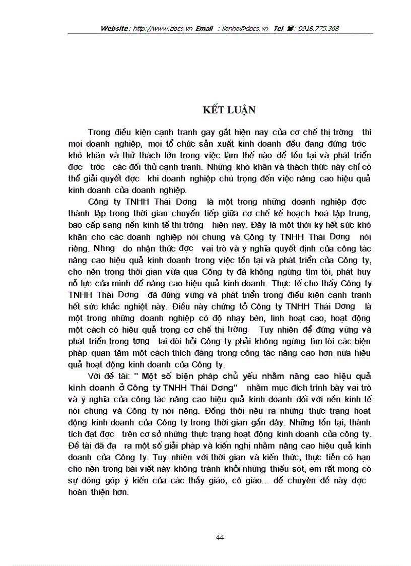 image for page Một số biện pháp Chủ yếu nhằm nâng cao hiệu quả kinh doanh ở Công ty TNHH Thái Dương