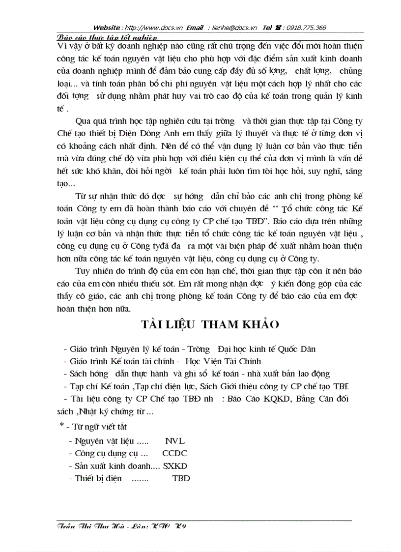 image for page Tổ chức công tác kế toán nguyên vật liệu công cụ dụng cụ tại công ty CP chế tạo Thiết Bị Điện