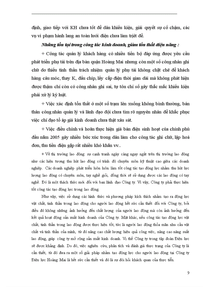 image for page Một số giải pháp nhằm tạo động lực cho người lao động tại Công ty Điện lực Hoàng Mai