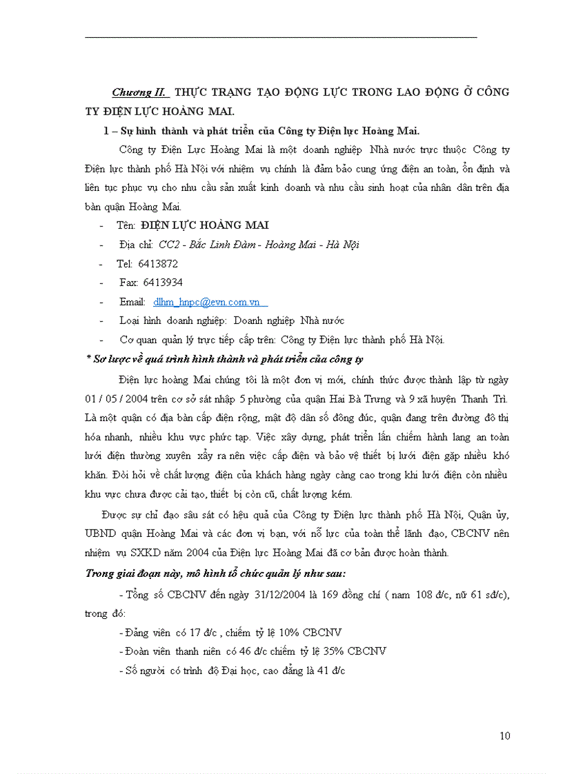 image for page Một số giải pháp nhằm tạo động lực cho người lao động tại Công ty Điện lực Hoàng Mai