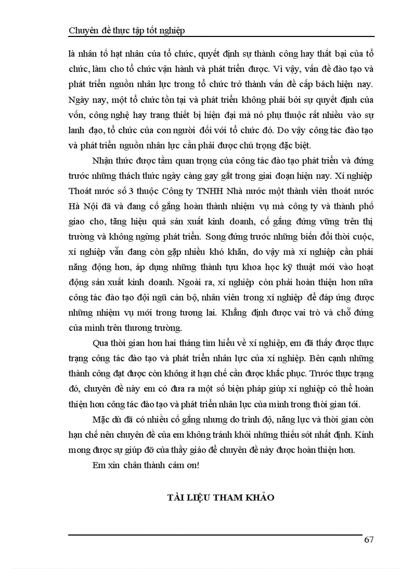 image for page Nâng cao hơn nữa hiệu quả công tác đào tạo và phát triển nguồn nhân lực tại Xí nghiệp Thoát nước số 3 thuộc Công ty TNHH Nhà nước một thành viên thoát