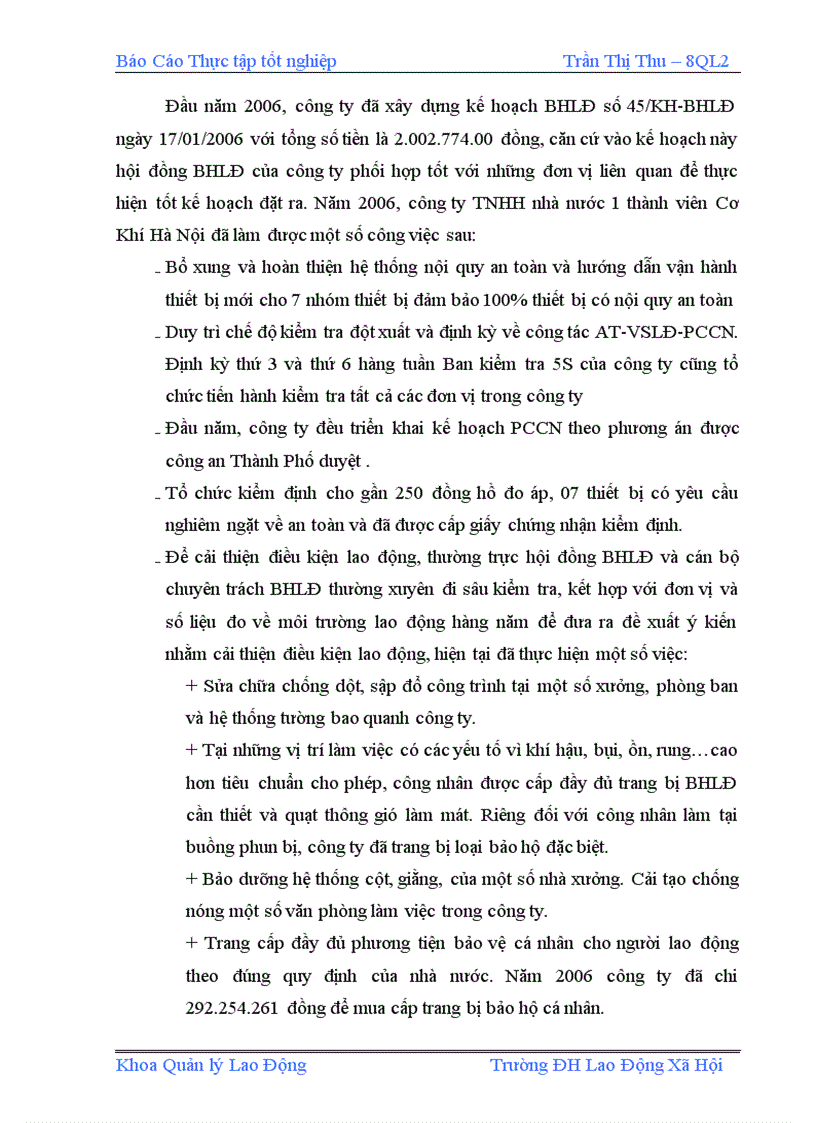 image for page Tìm hiểu về thực trạng công tác Bảo hộ lao động trong Công ty TNHH nhà nước một thành viên Cơ khí Hà Nội