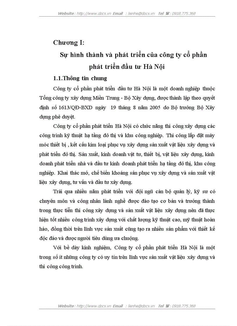 image for page Báo cao tổng hợpTại Công ty CP phát triển đầu tư Hà Nội