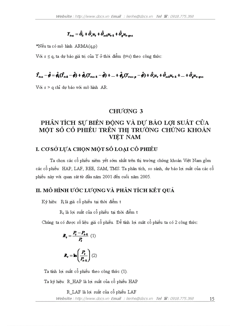 image for page Sử dụng mô hình kinh tế lượng trong phân tích sự biến động và dự báo lợi suất của 1 số cổ phiếu trên thị trường chứng khoán Việt Nam