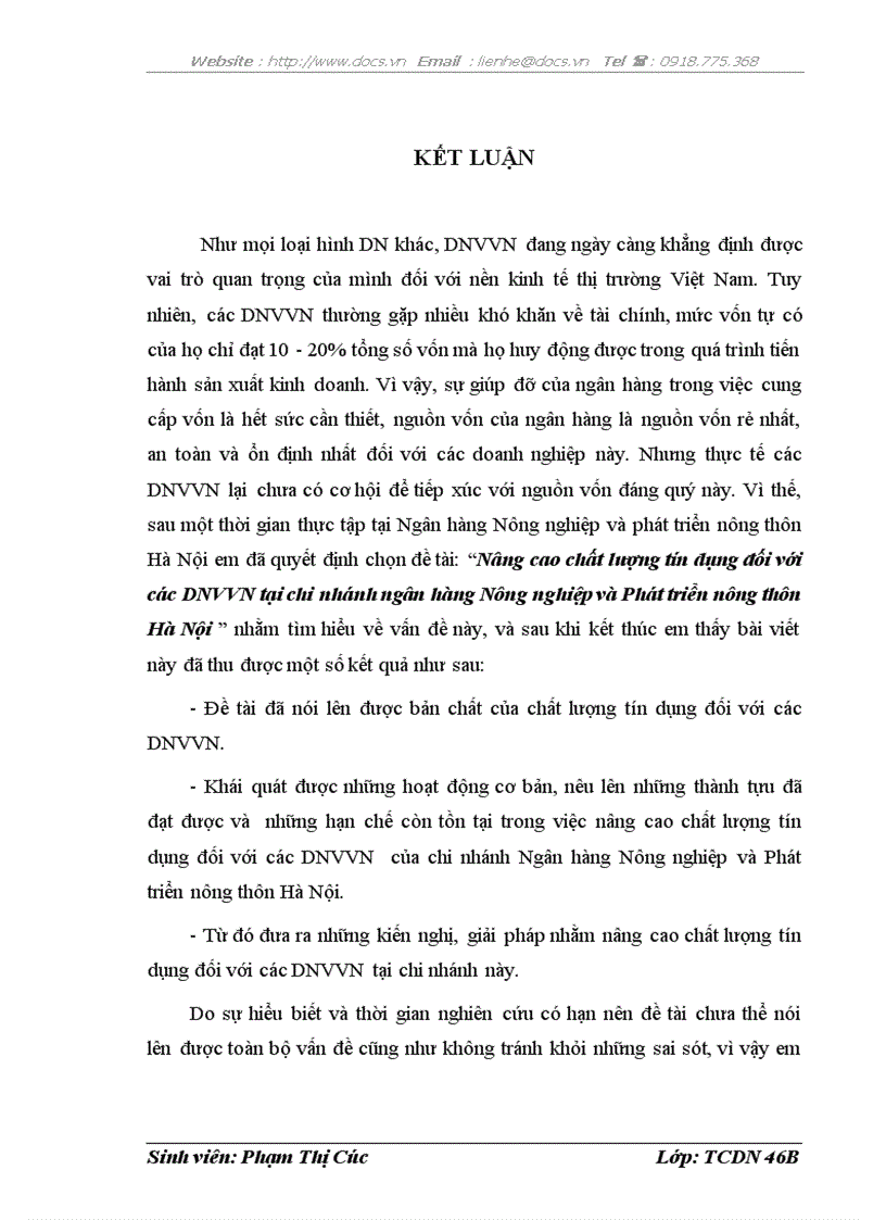 image for page Nâng cao chất lượng tín dụng đối với các doanh nghiệp vừa và nhỏ tại Chi nhánh Ngân hàng Nông nghiệp và Phát triển nông thôn Hà Nộ
