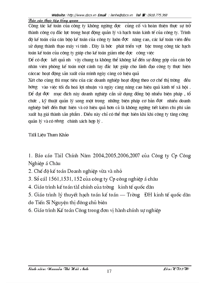 image for page Báo cáo Tại Công ty CP công nghiệp Á Châu lt KT gt