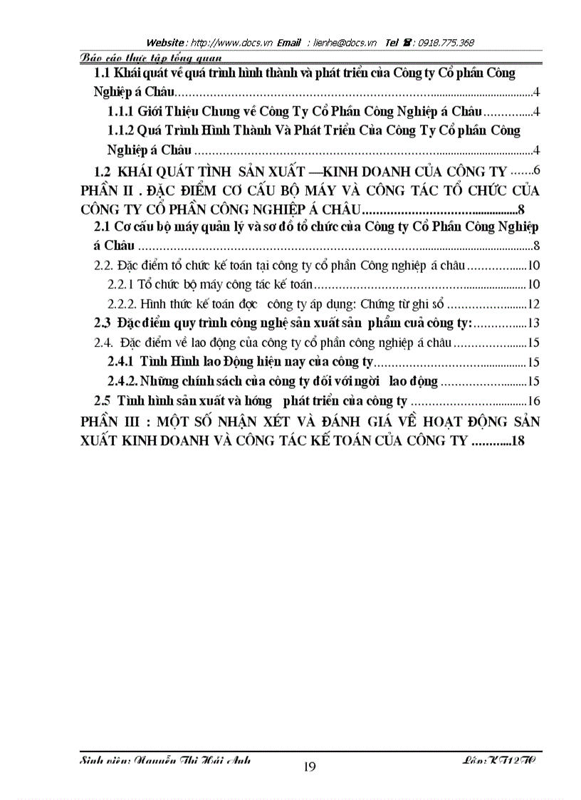 image for page Báo cáo Tại Công ty CP công nghiệp Á Châu lt KT gt