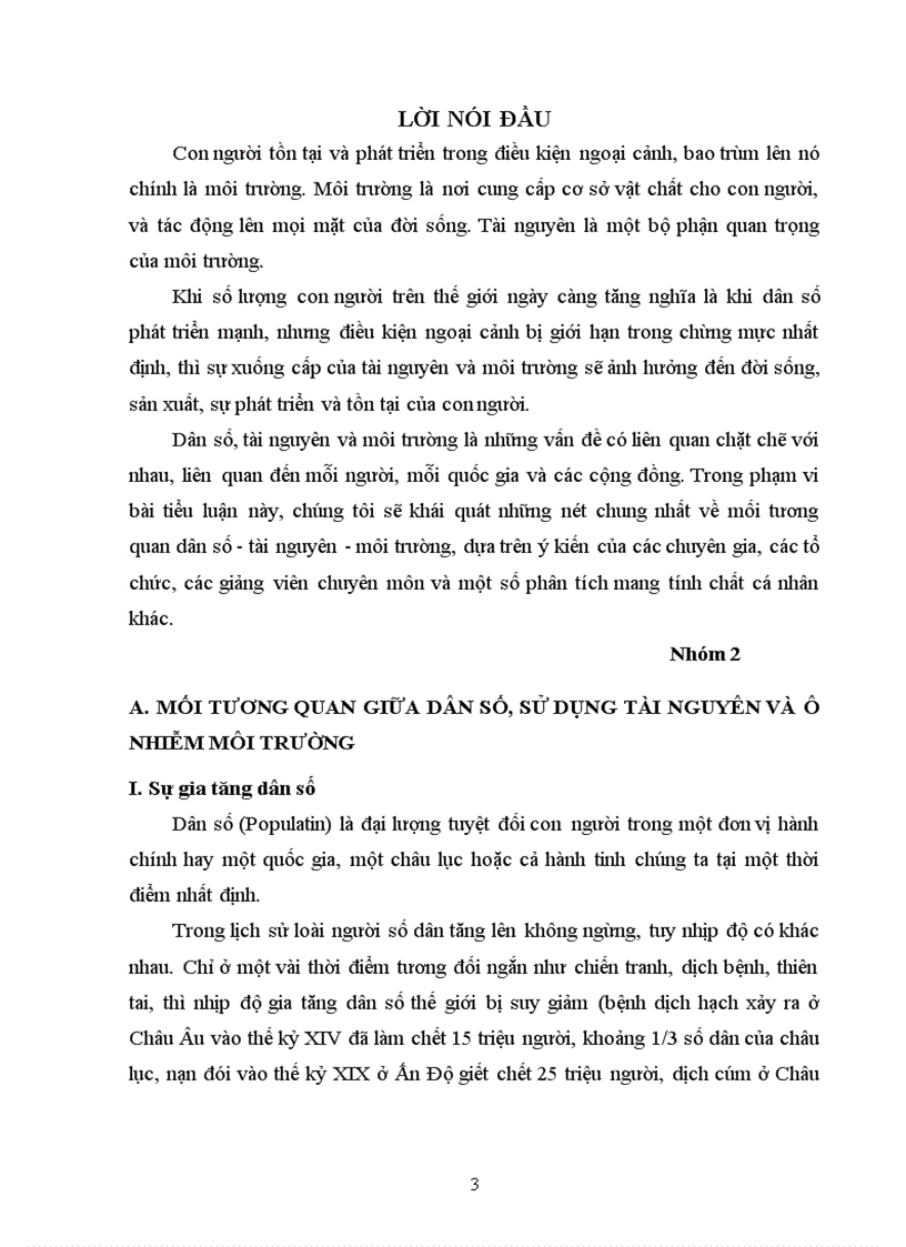 image for page Mối quan hệ giữa dân số tài nguyên môi trường