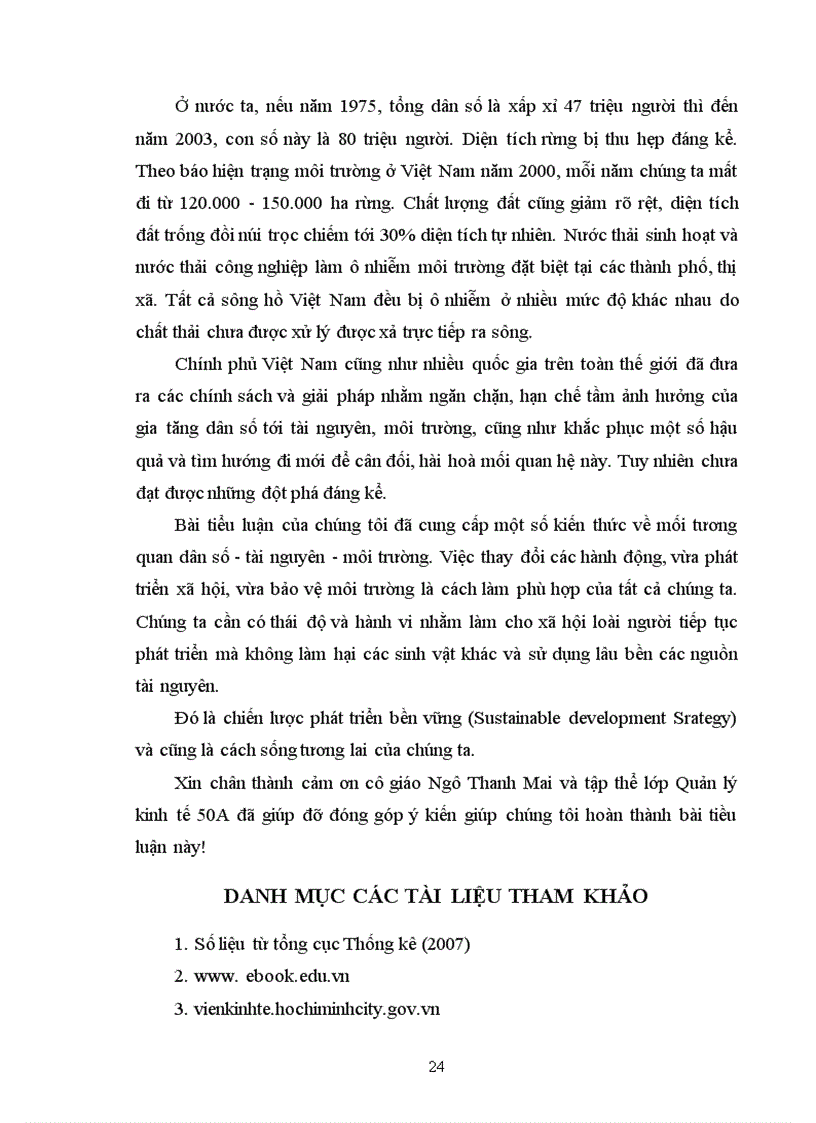 image for page Mối quan hệ giữa dân số tài nguyên môi trường