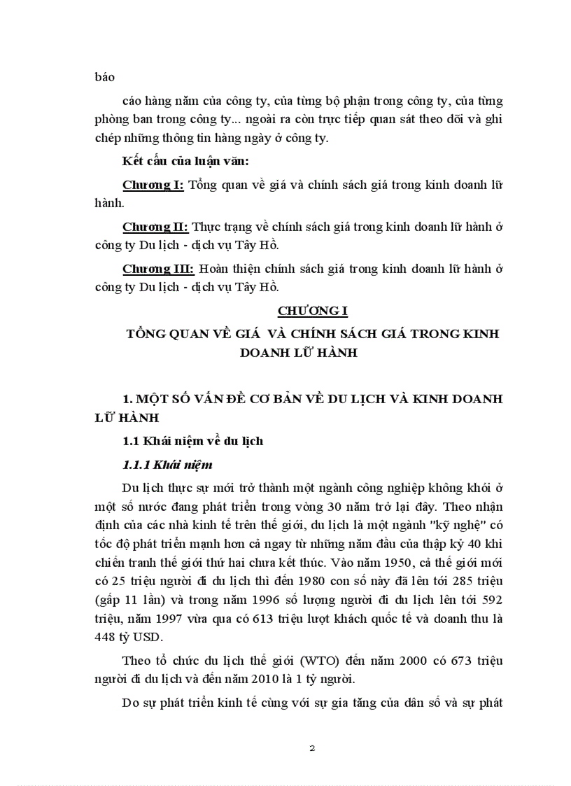 image for page Thực trạng về chính sách giá trong kinh doanh lữ hành ở công ty Du lịch dịch vụ Tây Hồ