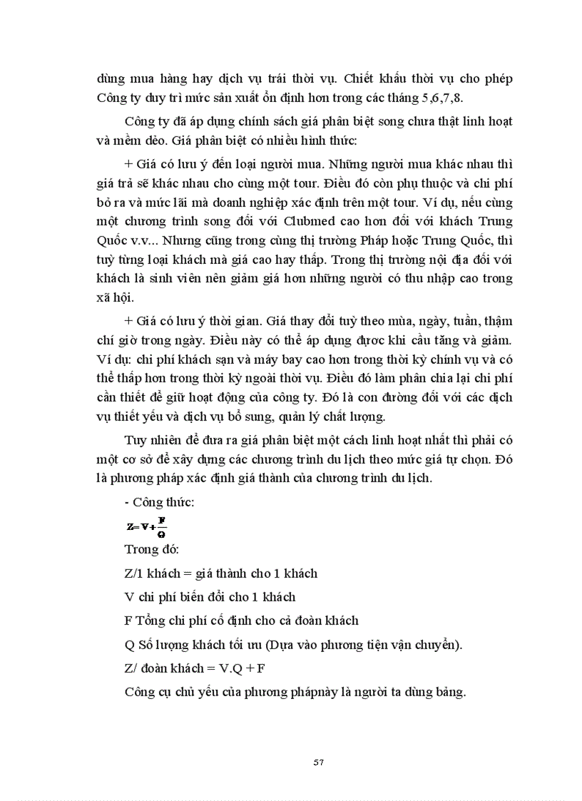 image for page Thực trạng về chính sách giá trong kinh doanh lữ hành ở công ty Du lịch dịch vụ Tây Hồ