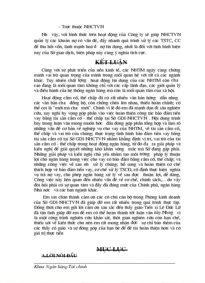 image for page Nâng cao hiệu quả bảo đảm tiền vay bằng tài sản cầm cố thế chấp tại Sở Giao dịch 1 ngânhàng NHTMCP Công Thương VietinBank Việt Nam