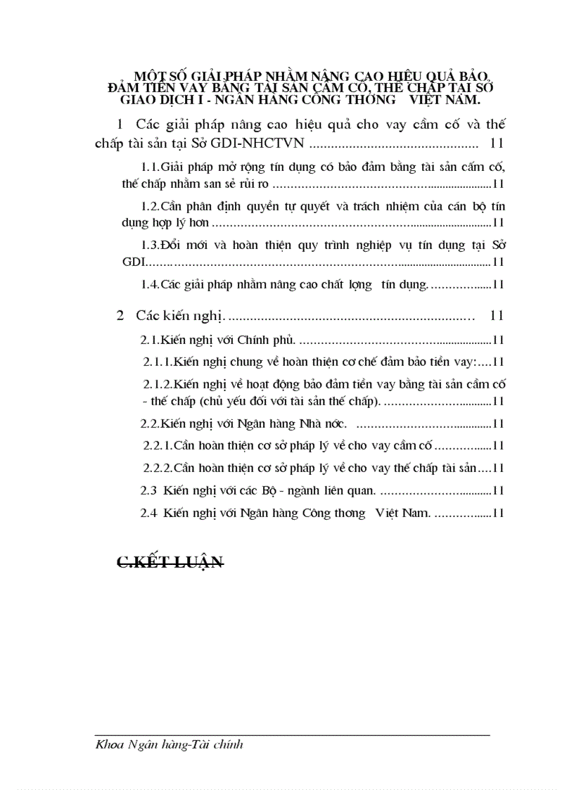 image for page Nâng cao hiệu quả bảo đảm tiền vay bằng tài sản cầm cố thế chấp tại Sở Giao dịch 1 ngânhàng NHTMCP Công Thương VietinBank Việt Nam
