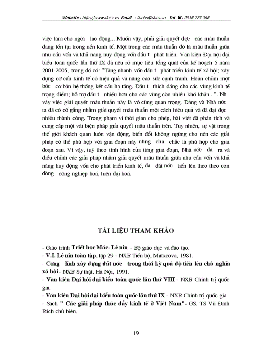 image for page Vận dụng triết học Mác Lê Nin với việc giải quyết mâu thuẫn giữa nhu cầu vốn và khả năng huy động vốn cho phát triển nền kinh tế Việt Nam