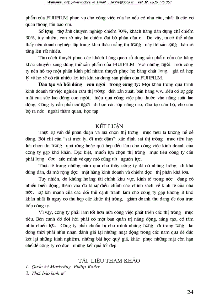 image for page Công ty TNHH quốc tế Minh Việt phân đoạn và lựa chọn thị trường mục tiêu cho sản phẩm Fujifilm