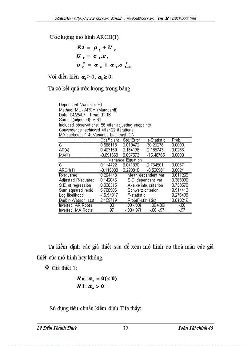image for page Sử dụng mô hình ARCH GARCH để phân tích và đành giá rủi ro tín dụng tại Ngân hàng Quốc tế VIB