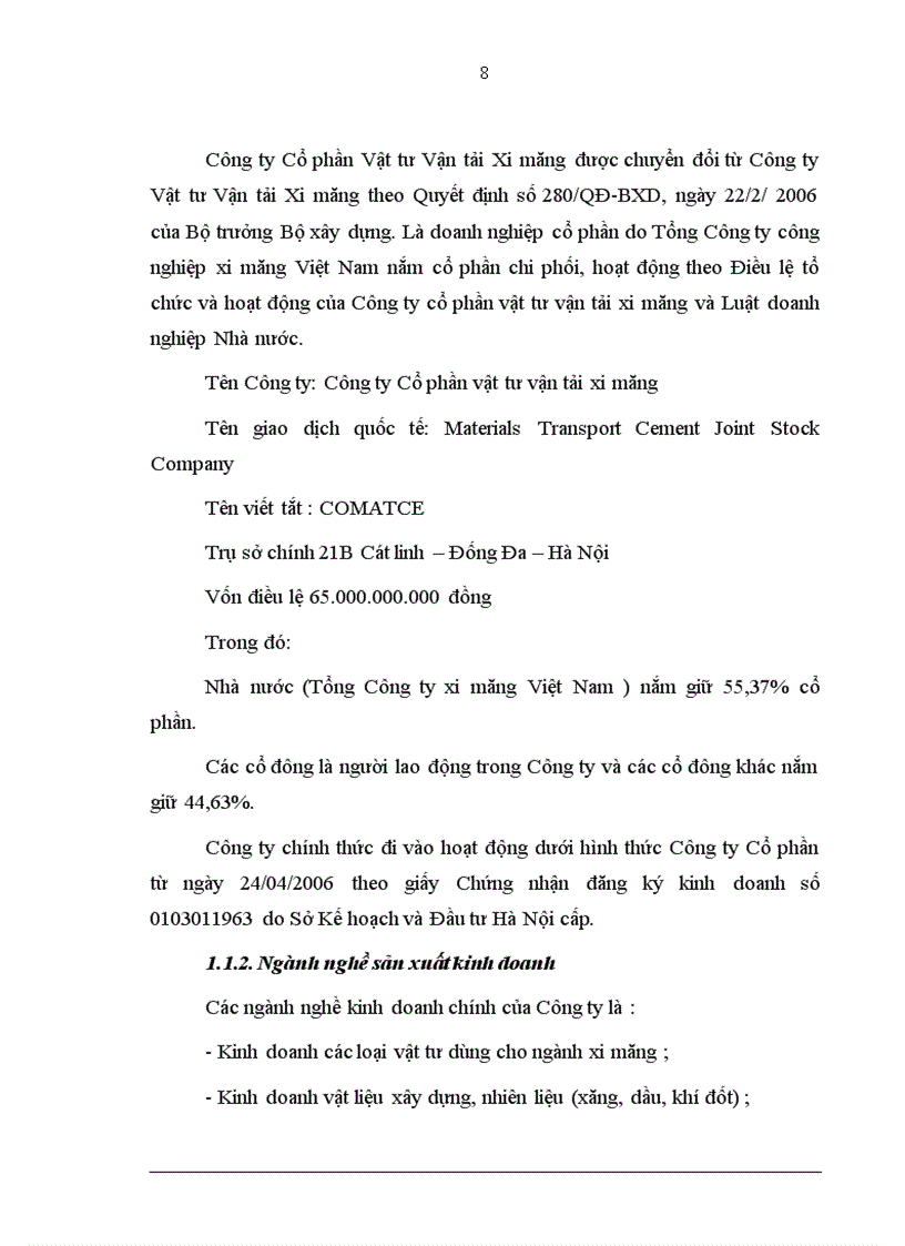 image for page Hoàn thiện công tác lập dự án đầu tư tại Công ty cổ phần Vật tư Vận tải xi măng