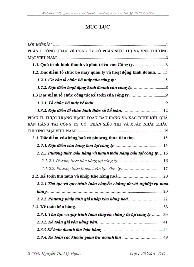image for page Hoàn thiện hạch toán bán hàng và xác định kết quả bán hàng tại Công ty Cổ phần Siêu thị và Xuất nhập khẩu Thương mại Việt Nam