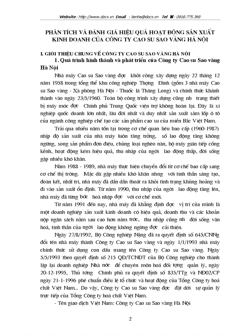 image for page Một số giải pháp nhằm nâng cao hiệu quả sản xuất kinh doanh của Công ty Cao su Sao vàng Hà Nội