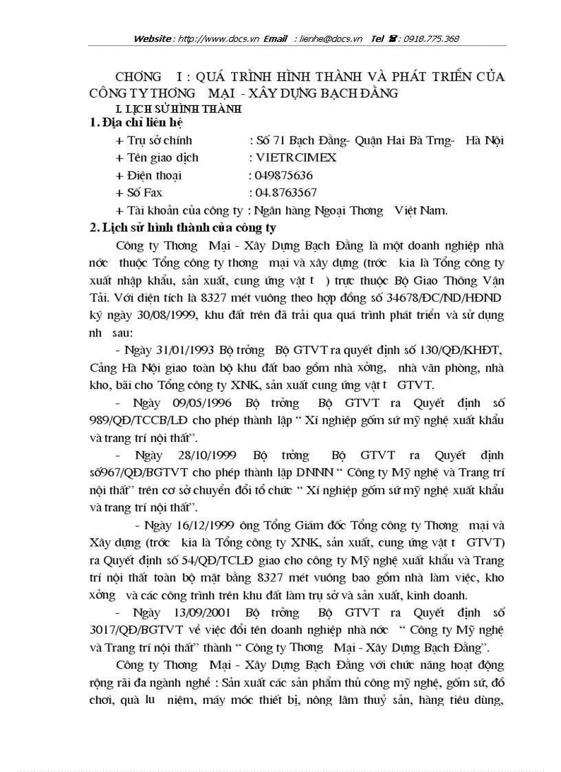 image for page Quá trình hình thành và phát triển của công ty thương mại xây dựng bạch đằng