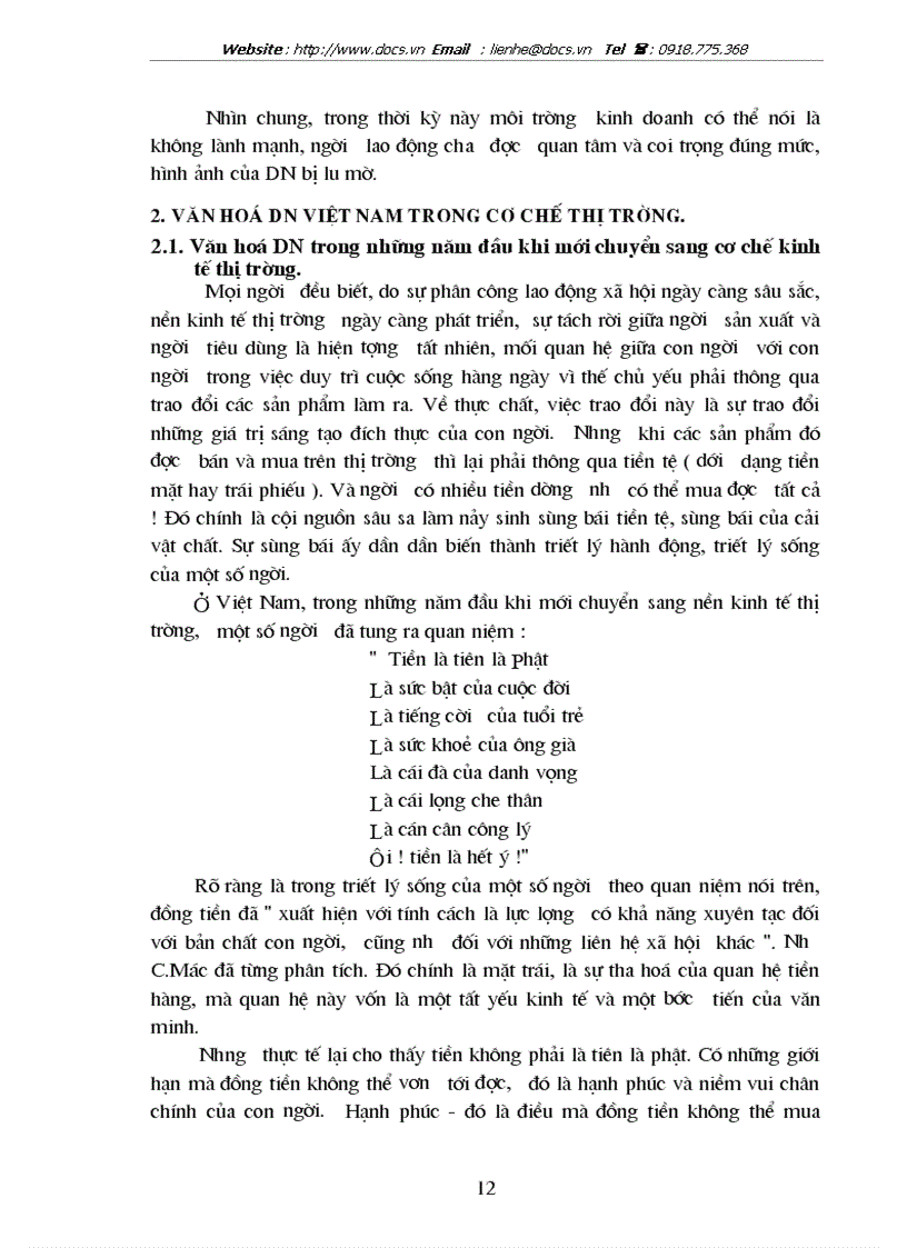 image for page Văn hoá DN trong nền kinh tế thị trường