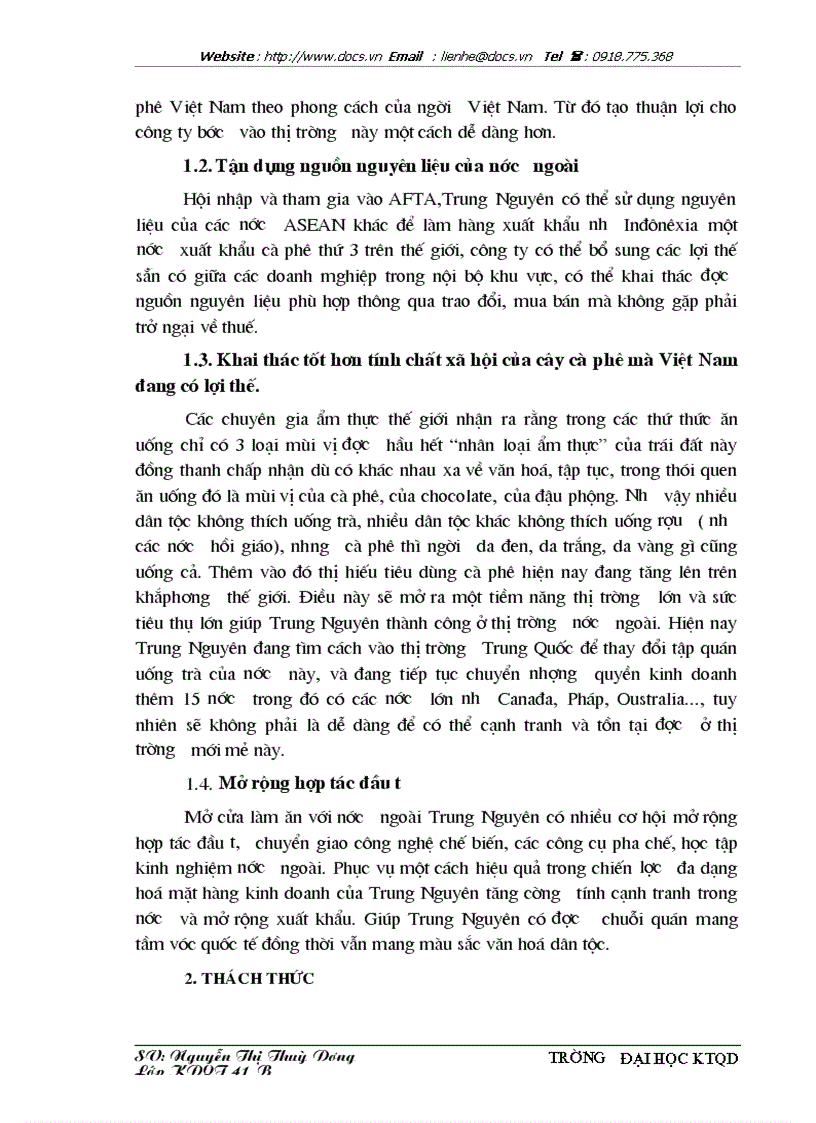 image for page Vươn ra thị trường nước ngoài của Hãng cà phê Trung Nguyên Cơ hội và thách thức