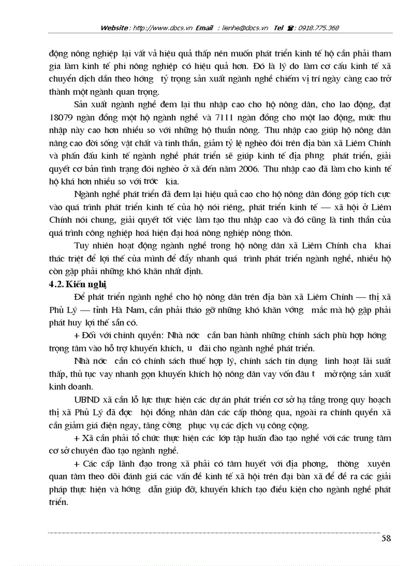 image for page Nghiên cứu thực trạng và đề xuất được một số giải pháp cho sự phát triển của các ngành nghề hộ nông dân trên địa bàn xã Liêm Chính Thị xã Phủ Lý