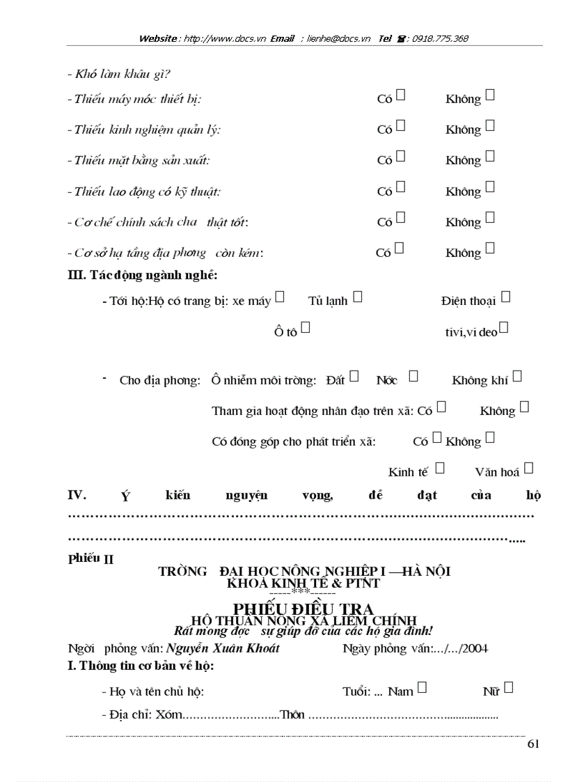 image for page Nghiên cứu thực trạng và đề xuất được một số giải pháp cho sự phát triển của các ngành nghề hộ nông dân trên địa bàn xã Liêm Chính Thị xã Phủ Lý