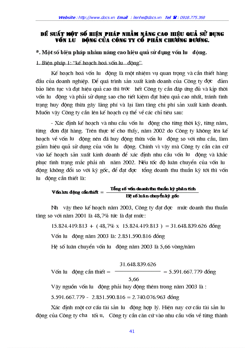 image for page Nghiên cứu tình hình quản lý và sử dụng vốn lưu động tại Công ty cổ phần Chương Dương Hà Nội
