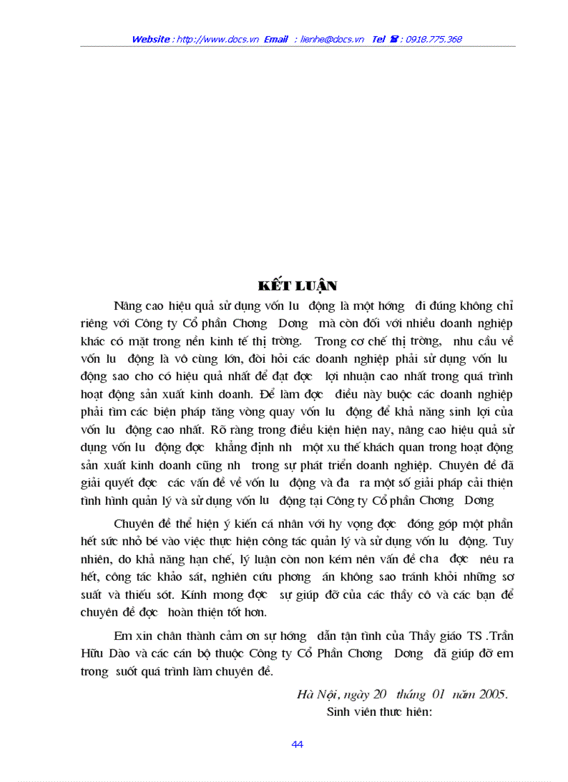 image for page Nghiên cứu tình hình quản lý và sử dụng vốn lưu động tại Công ty cổ phần Chương Dương Hà Nội