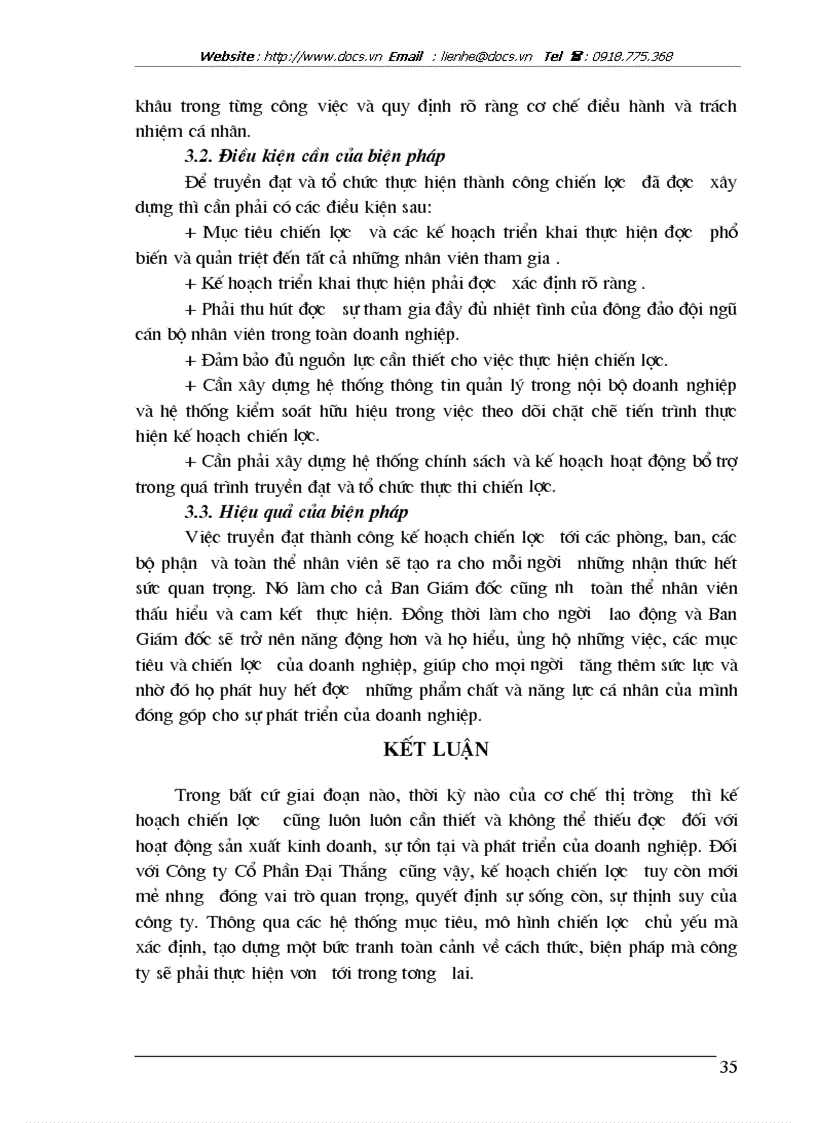 image for page Một số giải pháp nhằm hoàn thiện kế hoạch chiến lược của Công ty Cổ Phần Đại Thắng