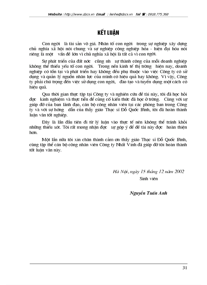 image for page Một số giải pháp nhằm hoàn thiện công tác quản lý nhân sự tại Công ty Nhất Vinh