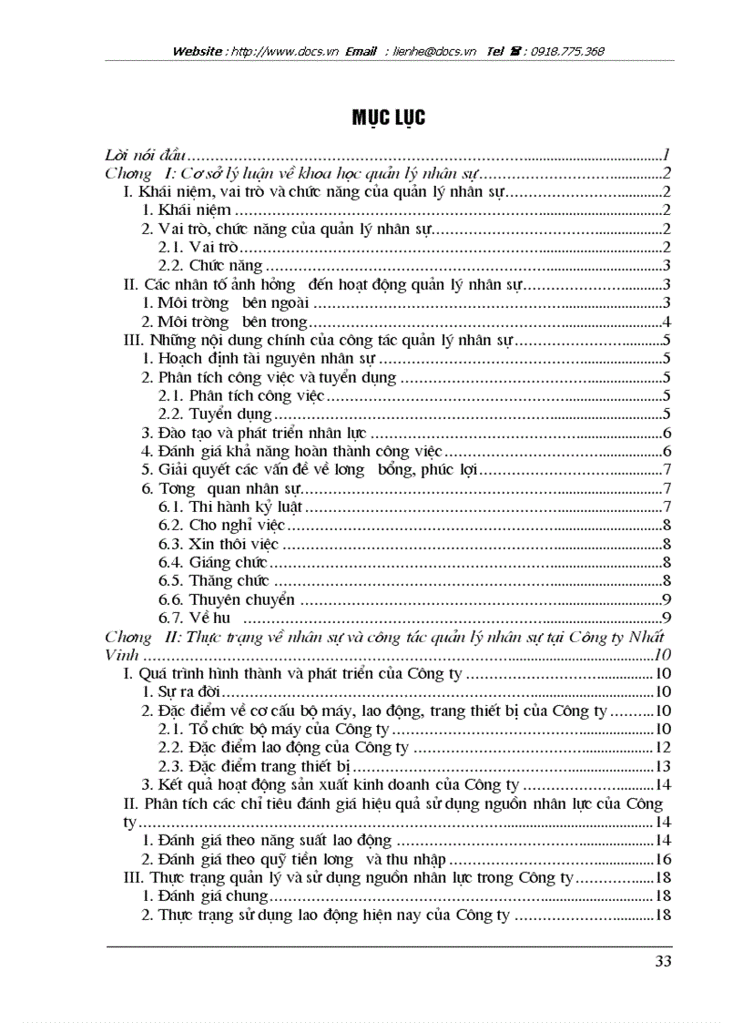 image for page Một số giải pháp nhằm hoàn thiện công tác quản lý nhân sự tại Công ty Nhất Vinh