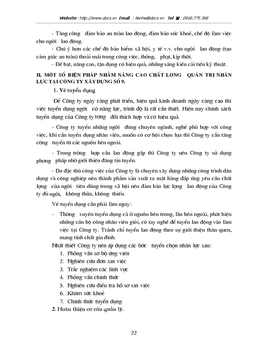 image for page Một số biện pháp hoàn thiện công tác quản trị nhân lực ở Công ty xây dựng số 9