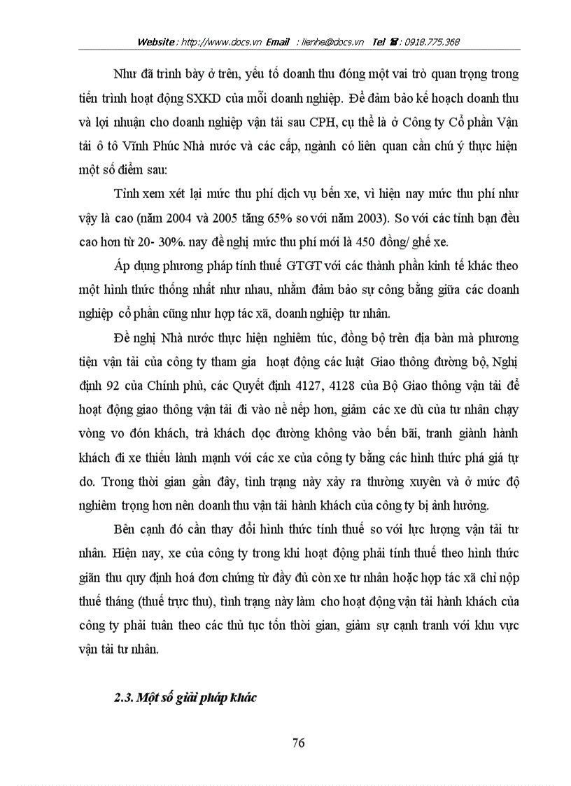 image for page Một số giải pháp nhằm góp phần nâng cao hiệu quả hoạt động sản xuất kinh doanh của Công ty Cổ phần Vận tải ô tô Vĩnh Phúc giai đoạn hậu cổ phần hoá