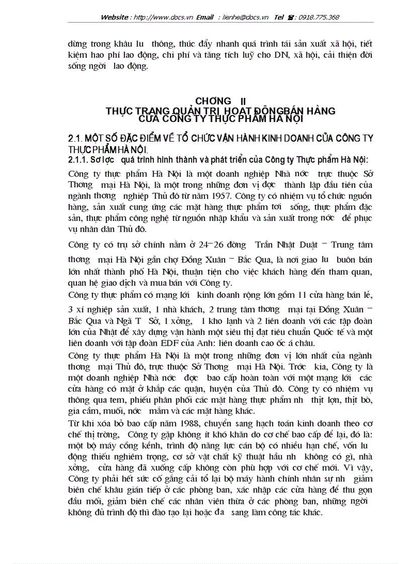 image for page Một số giải pháp nhằm hoàn thiện công tác quản trị bán hàng ở Công ty Thực phẩm Hà Nội