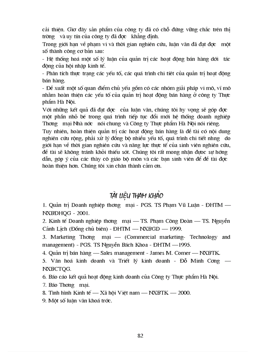 image for page Một số giải pháp nhằm hoàn thiện công tác quản trị bán hàng ở Công ty Thực phẩm Hà Nội