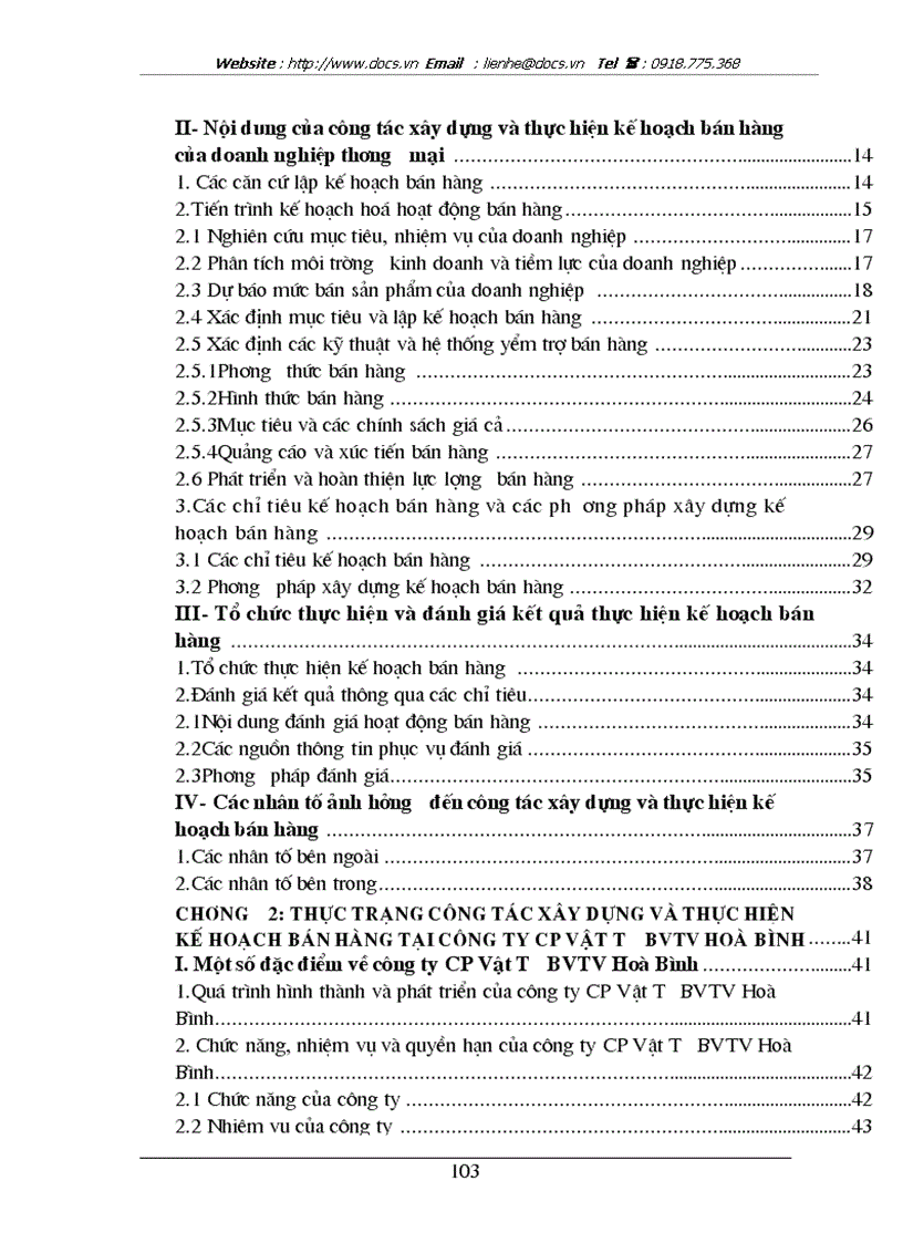 image for page Hoàn thiện công tác xây dựng và thực hiện kế hoạch bán hàng tại công ty CP Vật Tư BVTV Hoà Bình