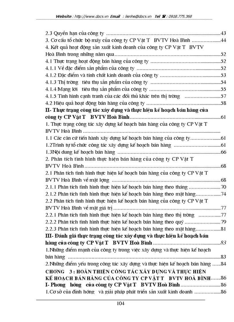 image for page Hoàn thiện công tác xây dựng và thực hiện kế hoạch bán hàng tại công ty CP Vật Tư BVTV Hoà Bình