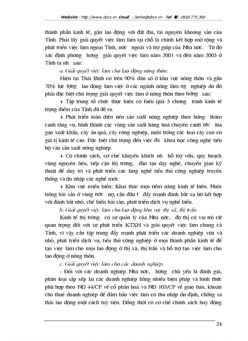 image for page Thực trạng về lao động việc làm và vấn đề giải quyết việc làm ở tỉnh Thái Bình